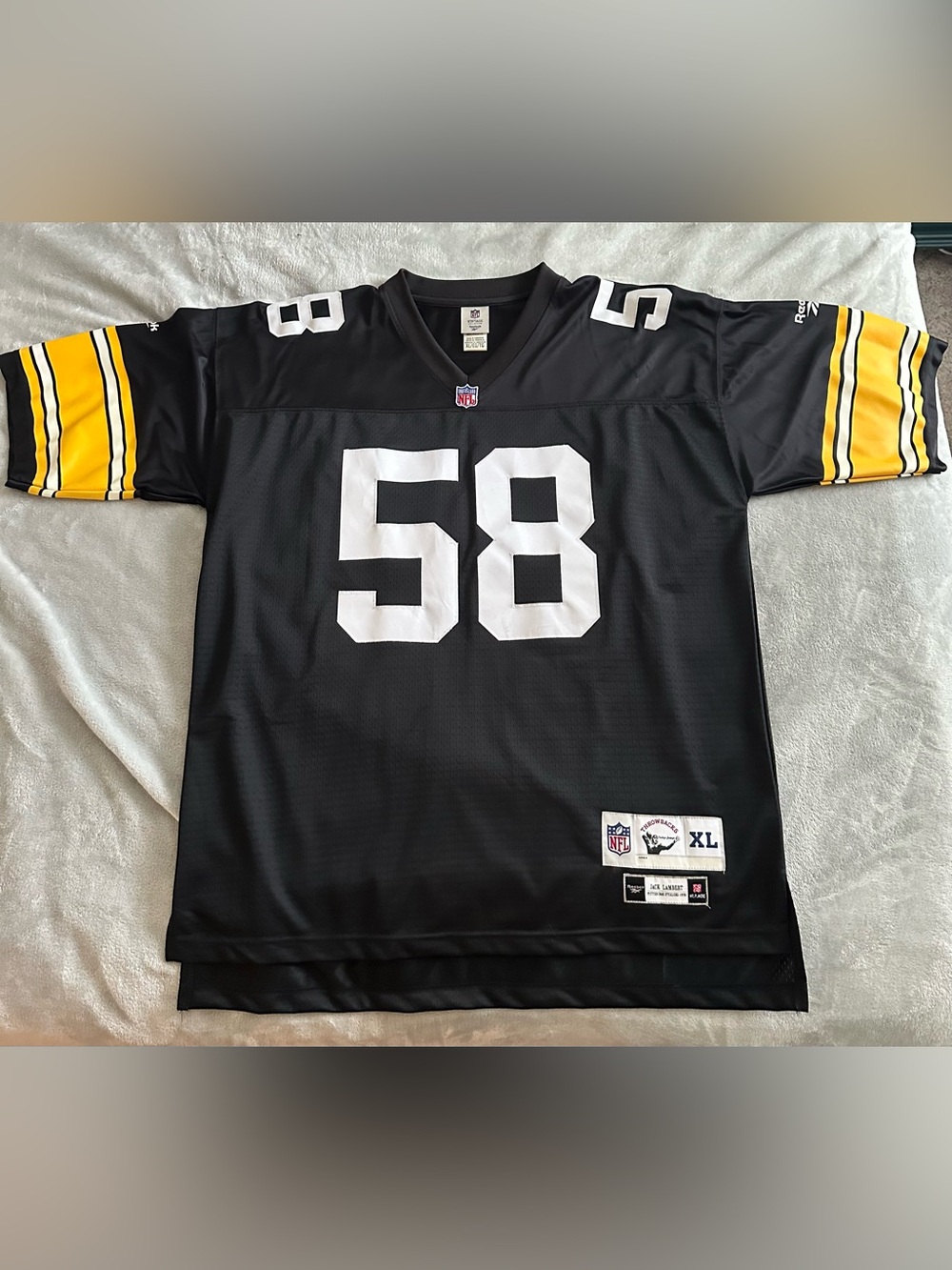 Vintage Reebok Jack Lambert #58 Steelers 1976 Throwback Jersey Mens XL Sewn
